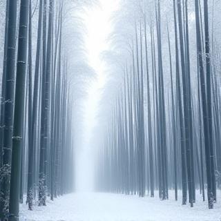 雪に覆われた静かな竹林