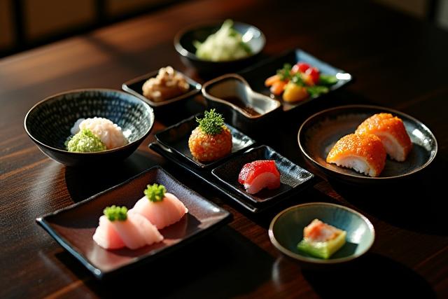 美しく盛り付けられた懐石料理