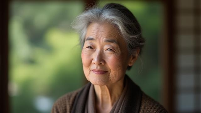 穏やかな表情の年配女性の顔